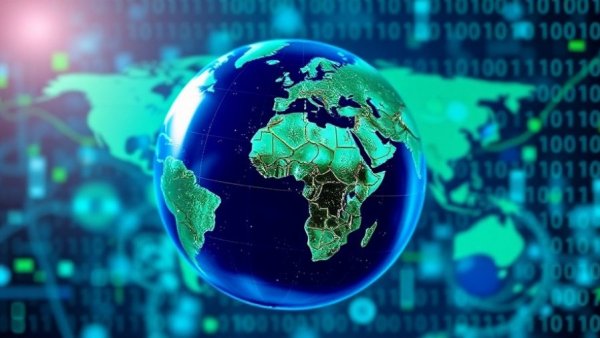 Digital globe with binary code for ESG compliance monitoring solution