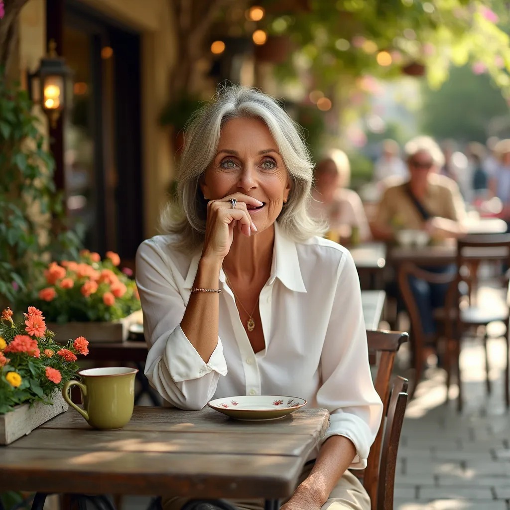 Middle age woman covering her smile