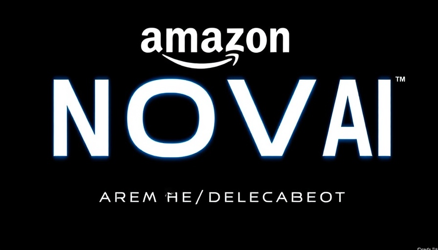 Amazon Nova AI model text on black background highlighting AI advancement.