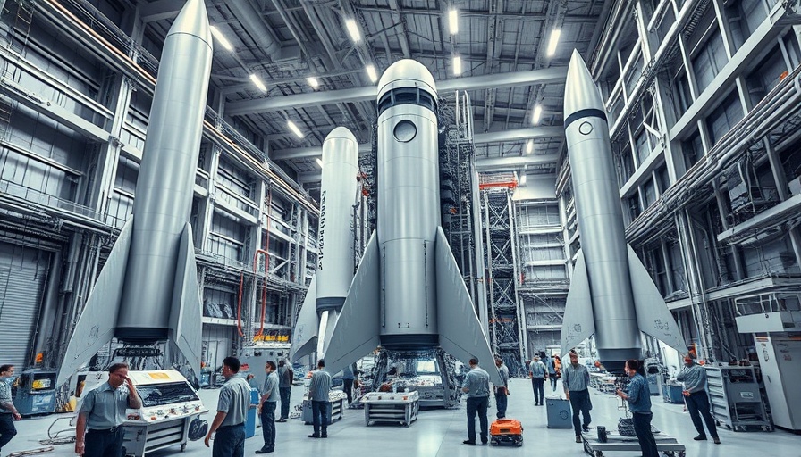 Industrial assembly of large rockets, exploring AI ethics implications in technology.