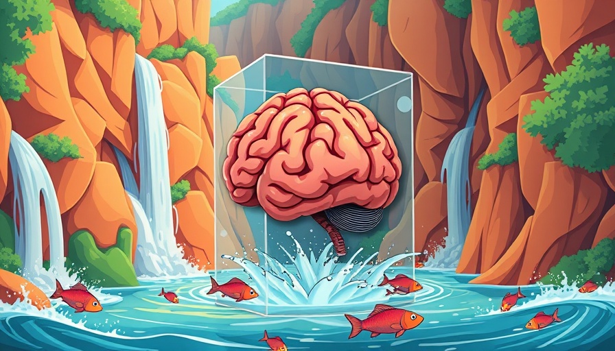 Vibrant generative AI artwork illustrating a brain in a cube with nature elements.