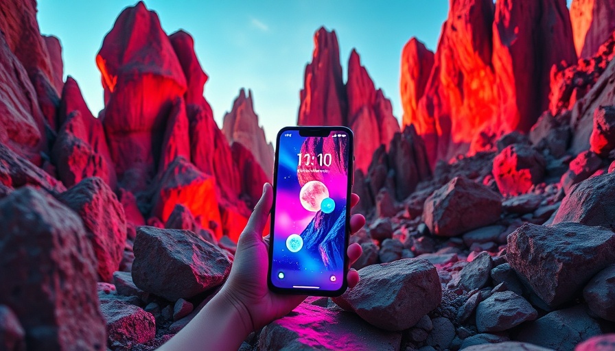 ChatGPT Hotline concept with vibrant phone and abstract rocks.