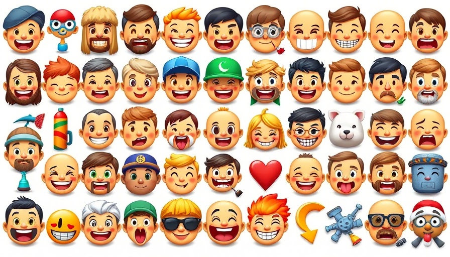 Custom emoji set in vibrant cartoon style on white background.