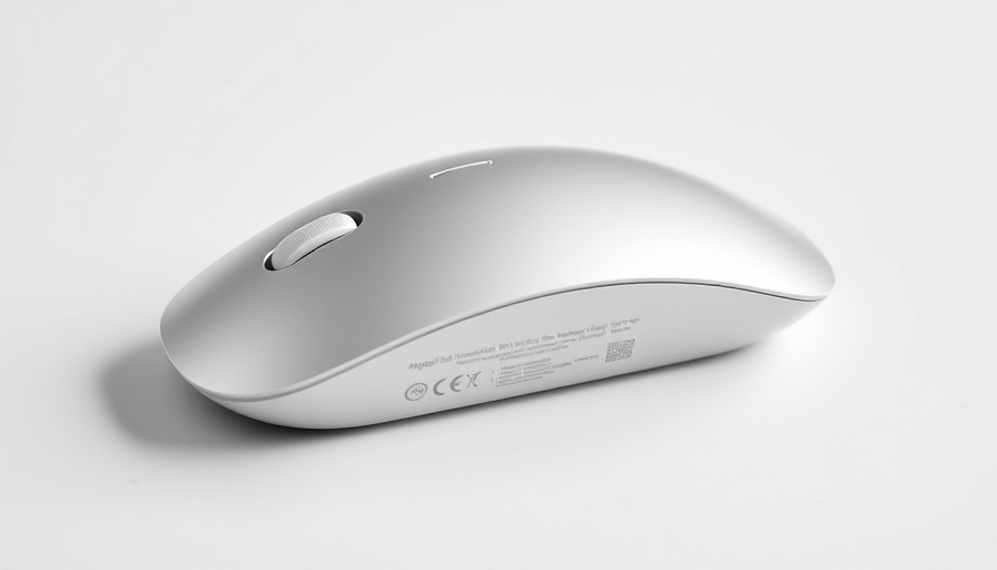 Bottom view of Apple Magic Mouse, showcasing sleek design.