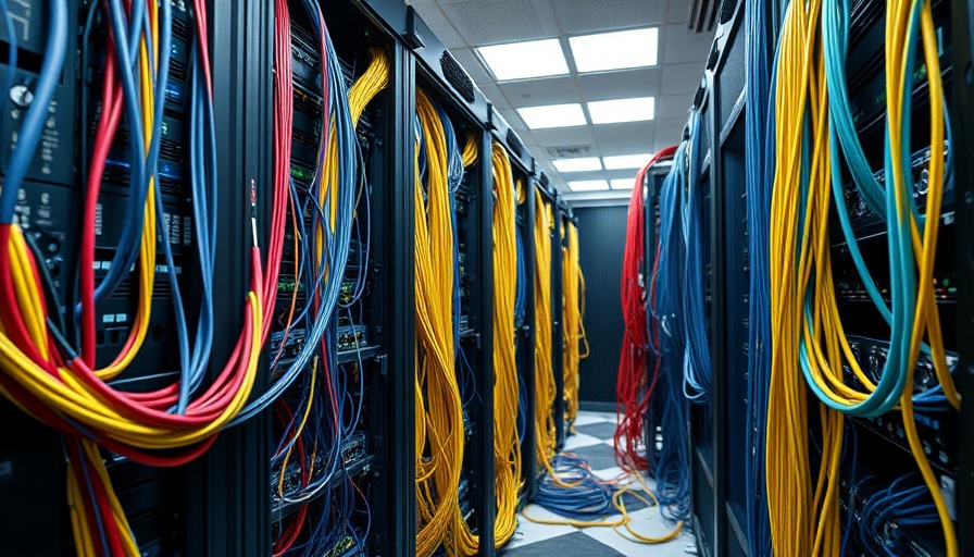 Complex network cables in server racks illustrating AI admin tools.