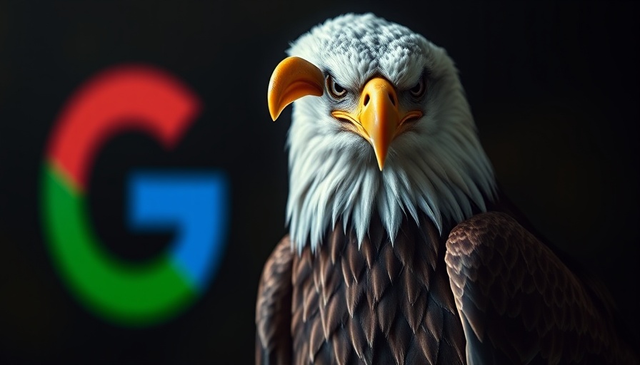 Bald eagle beside Google logo, symbolizing Google monopoly