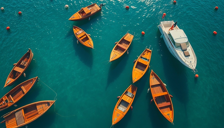 Serene scene of boats on water, conveying peace and safety.