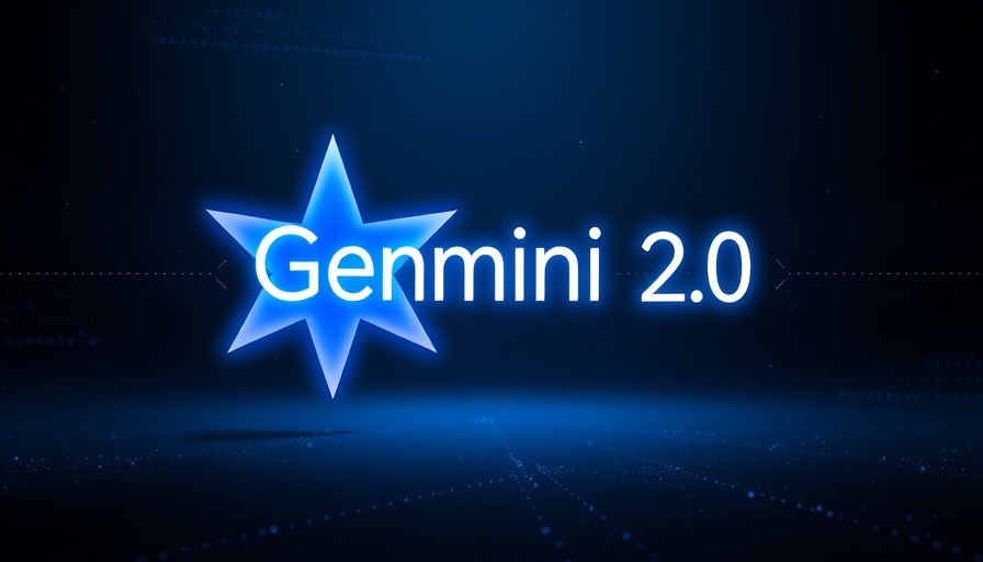 Gemini 2.0 logo with blue gradient star on black background.