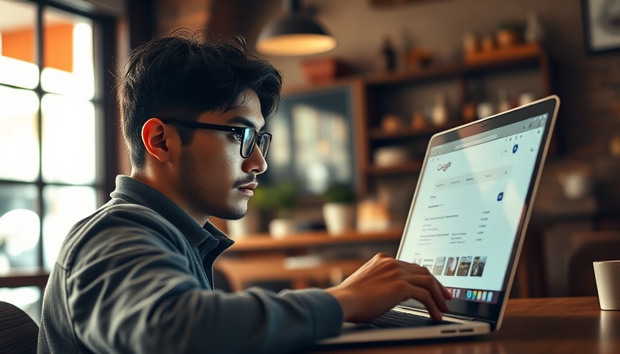 Person using laptop for targeted search in a cozy setting.