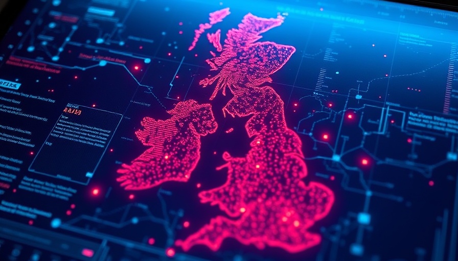 Futuristic digital UK map with data visualization, UK GDPR