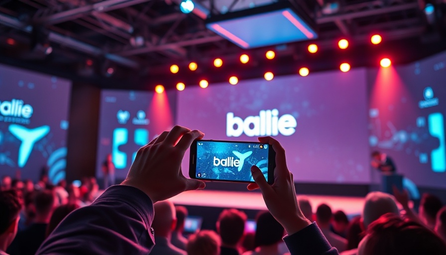 Samsung Ballie presentation with digital display and audience.