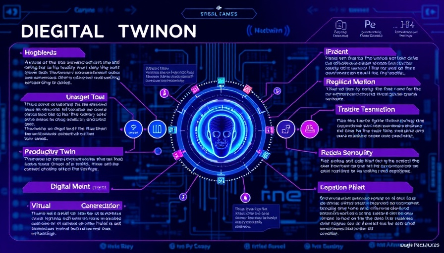 Infographic detailing digital twin technology in virtual simulation.