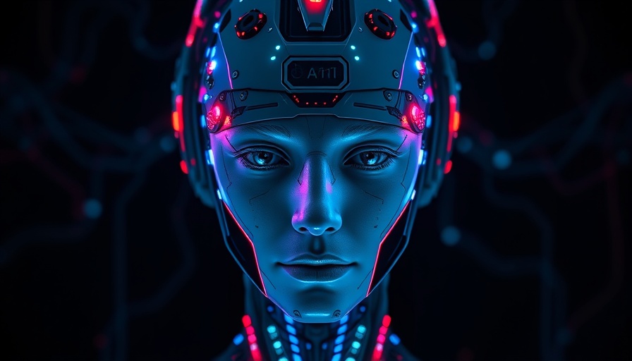 AI SecOps futuristic human head with circuitry glowing in dark.