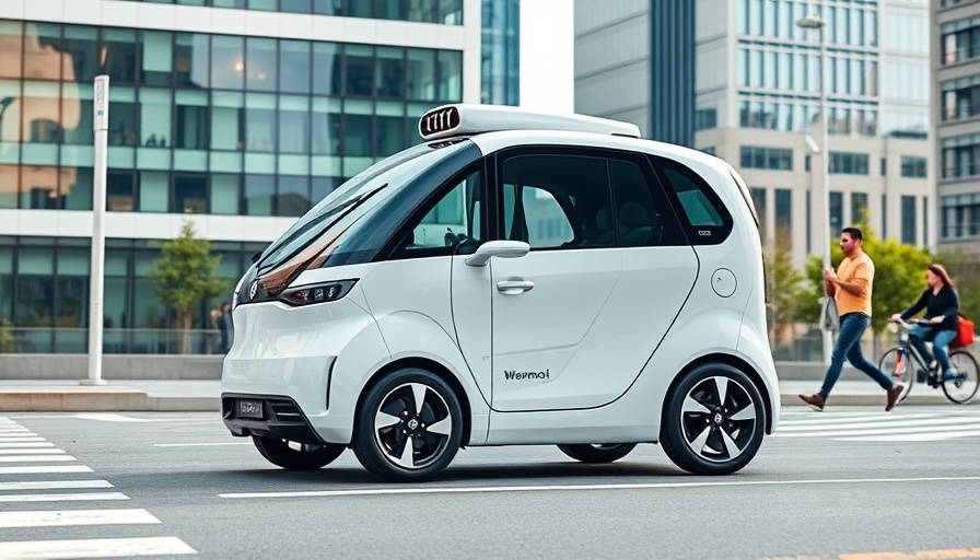 Waymo Robotaxi in urban area with pedestrian crossing.