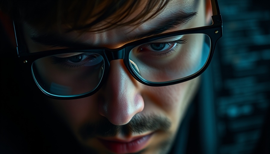 Close-up of person with code reflecting on glasses, AI and programming trends.