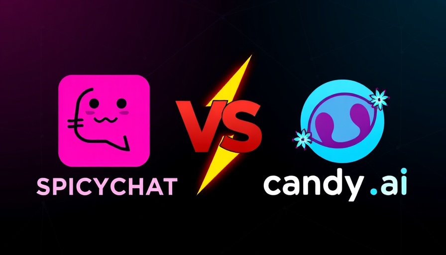 AI communication platforms SPICYCHAT.AI vs candy.ai logos on dark geometric background.