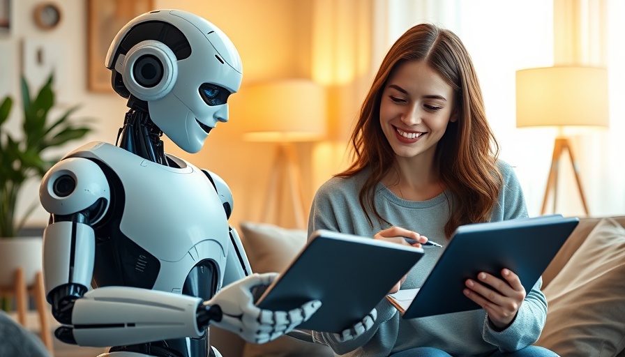 Generative AI robot interacting with a young woman, learning together.