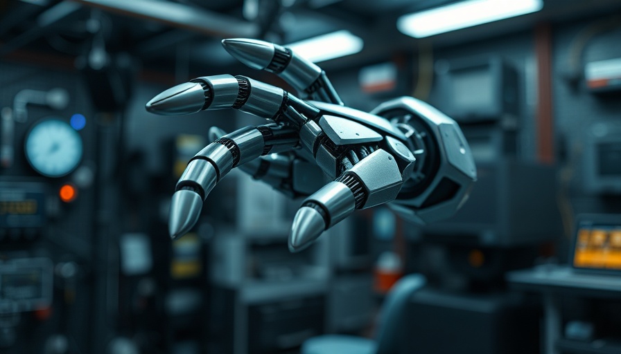 Robot hand illustrating AI orchestration in a futuristic setting.