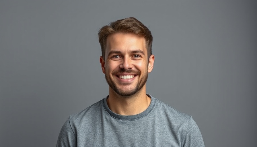 Casual man smiling confidently, professional portrait