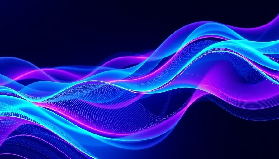 Abstract AI Model logo in blue and purple digital waves.