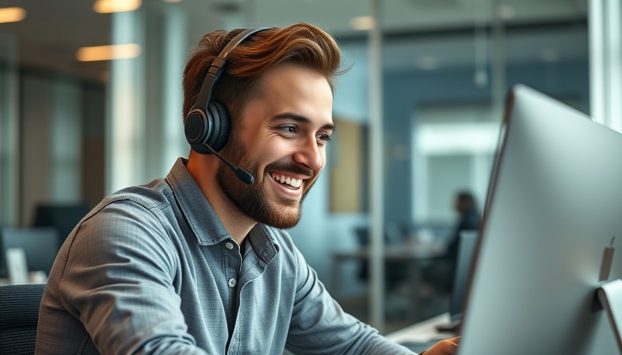 Modern office worker using headset for PPC strategies.