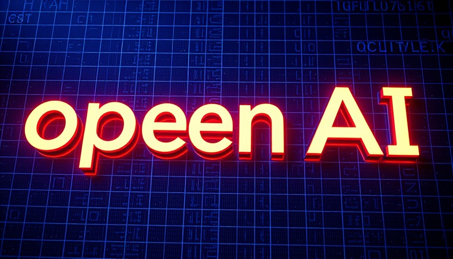 OpenAI logo illuminated on a digital grid in deep blue.