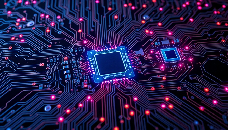 Illustration of AI computing hardware evolution, vibrant circuits.