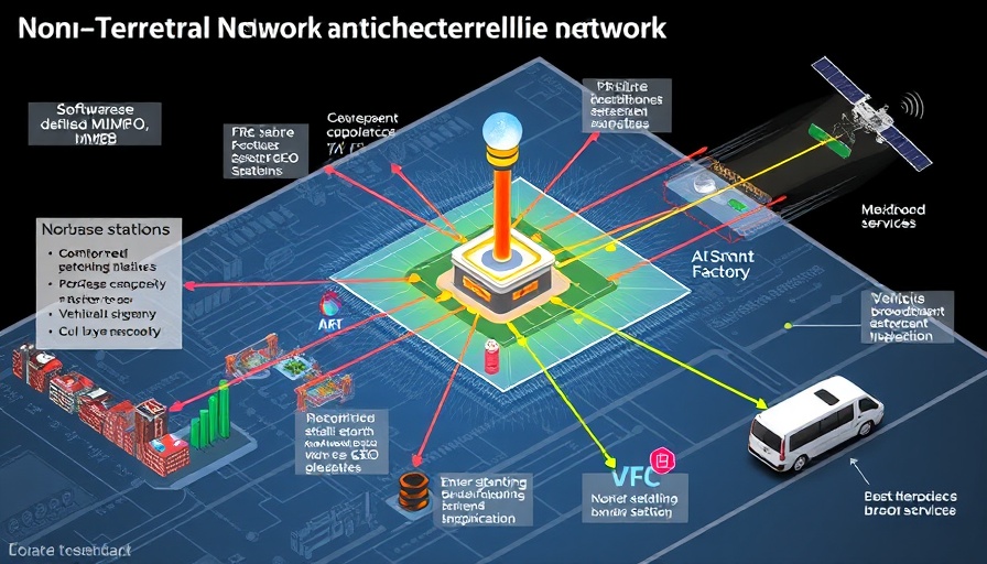 Diagram of non-terrestrial network architecture with software-defined base stations.