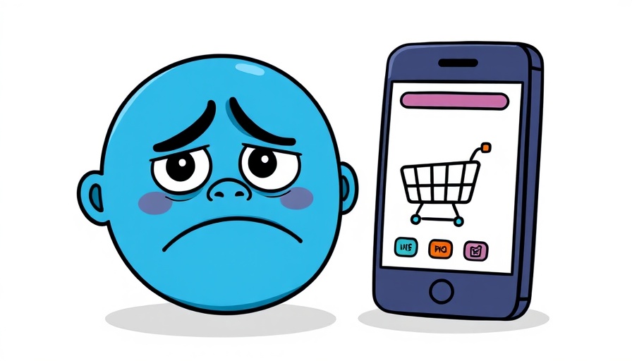 Illustrated sad face with online shopping cart highlighting digital advertising costs