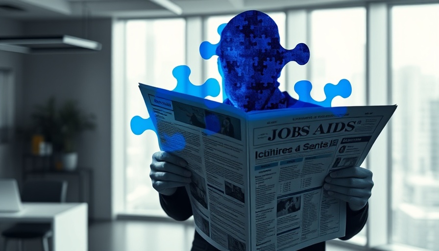 AI job search concept with puzzle overlay and newspaper.