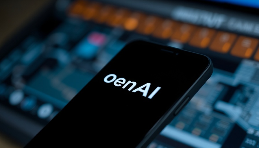 Smartphone showing OpenAI logo in a tech-themed setting