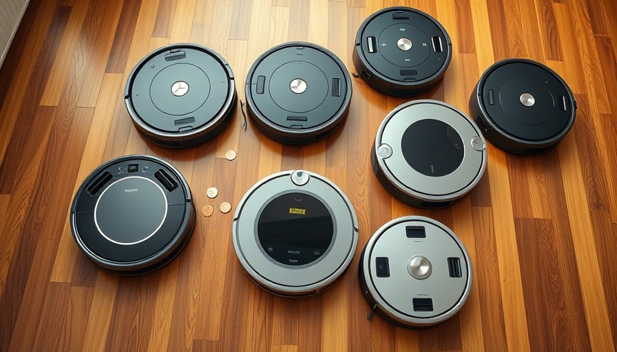 Robot vacuums on a wooden floor with scattered coins.