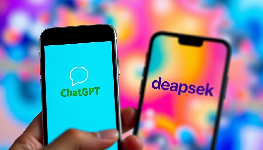 AI-generated content: smartphones showing ChatGPT and deapseek logos.