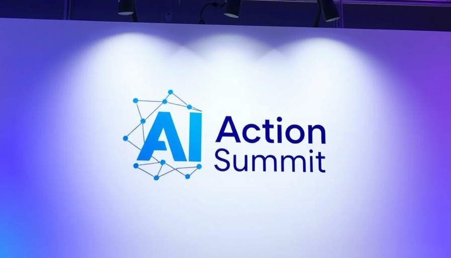 AI Action Summit logo with network design on gradient background.