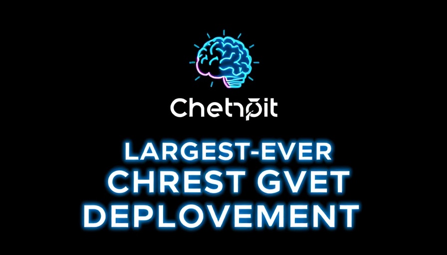 Futuristic text announcing largest ChatGPT deployment on black background.