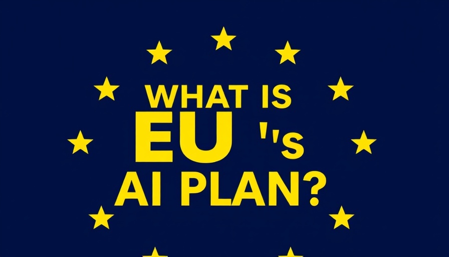 EU AI plan text on blue background with stars, podcast graphic.