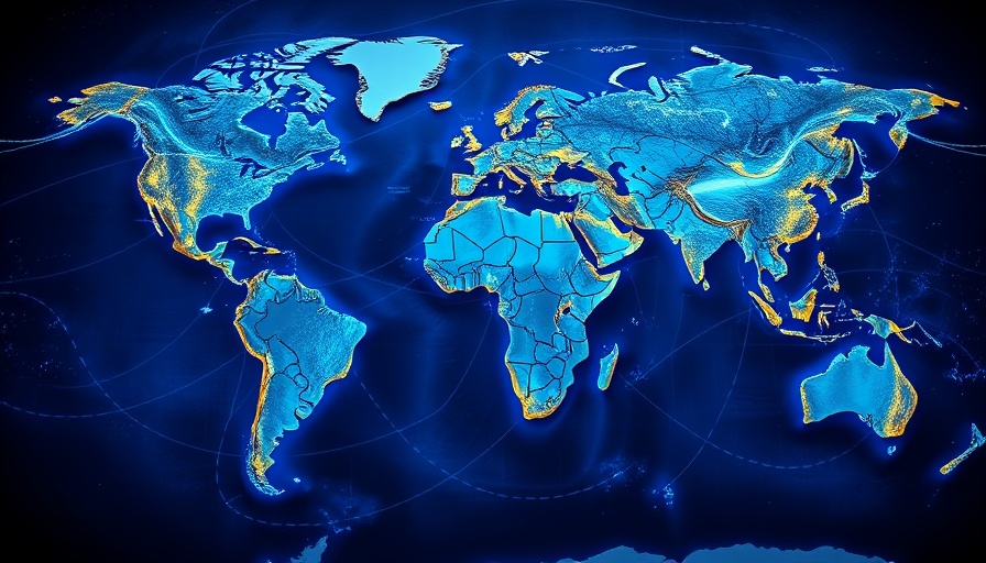 3D world map depicting Meta's 50000 km subsea cable investment route.