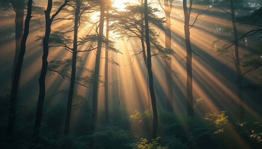 Sunlit misty forest representing trustworthy carbon markets.