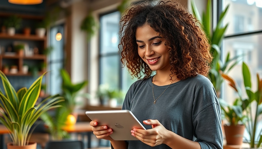 Woman using tablet in a local business, Google Ask For Me.