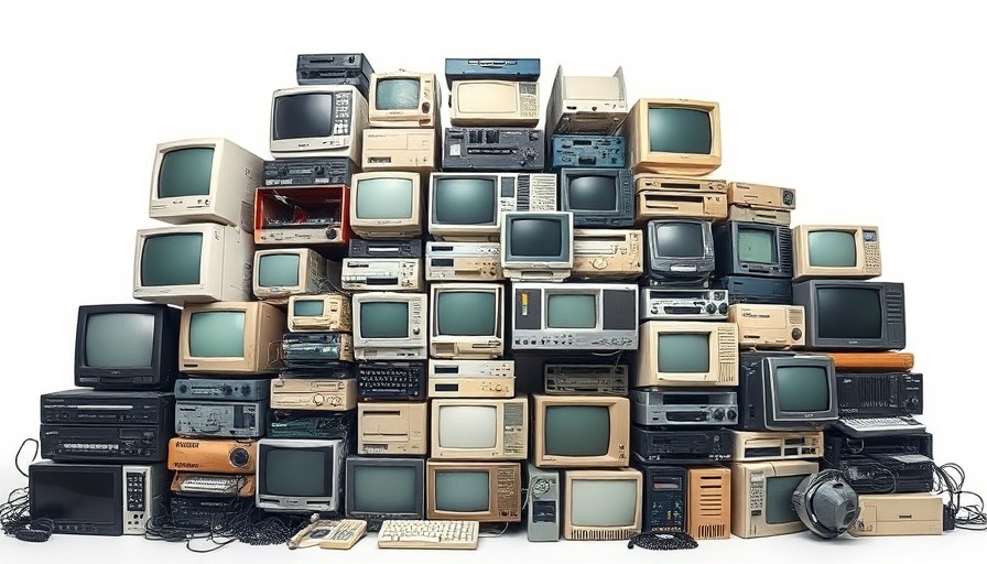 Outdated tech equipment pile symbolizing enterprises modernize their tech