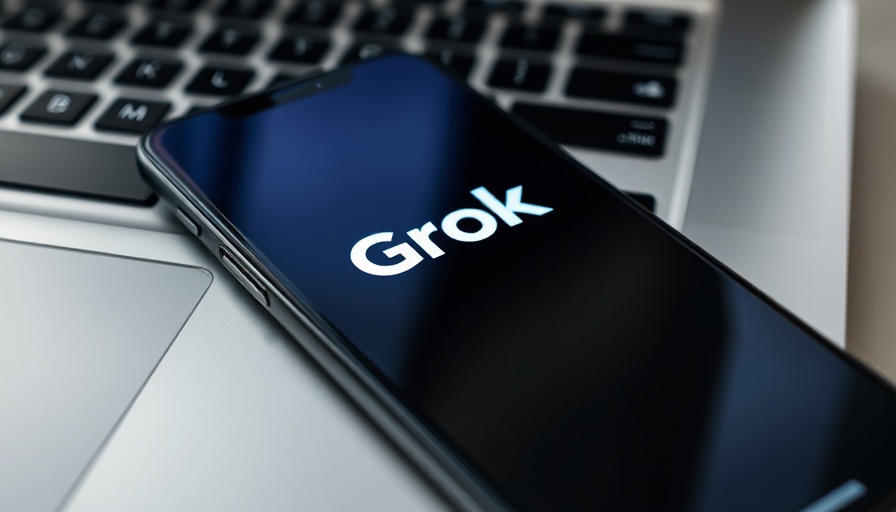 Grok-3 chatbot review on smartphone over laptop.