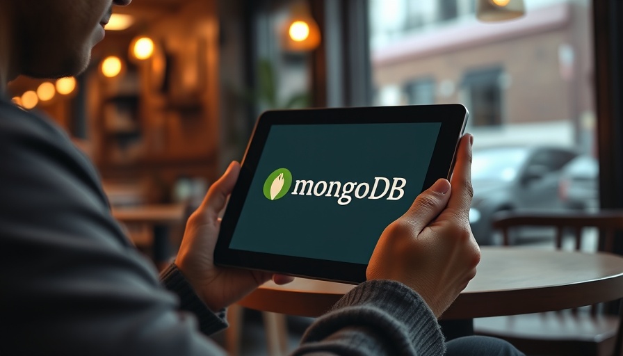 Tablet showing MongoDB in cafe setting, Mongoose library vulnerabilities.