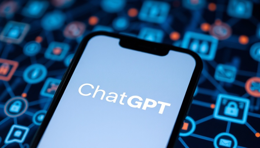 ChatGPT logo on smartphone with digital security backdrop.