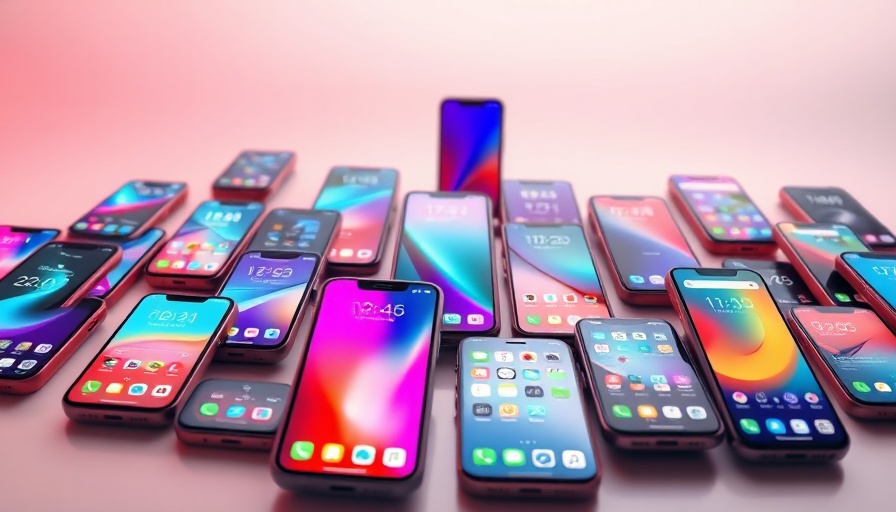 Array of smartphones showcasing Apple Intelligence AI tools