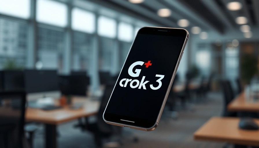 Grok 3 logo on smartphone with blurred digital background