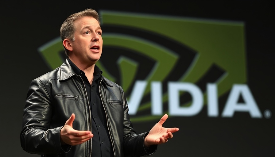 Nvidia chip smuggling Singapore: man speaking energetically in front of Nvidia logo.