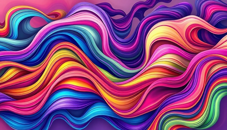 Abstract colorful waves in an artistic illustration, vibrant hues.