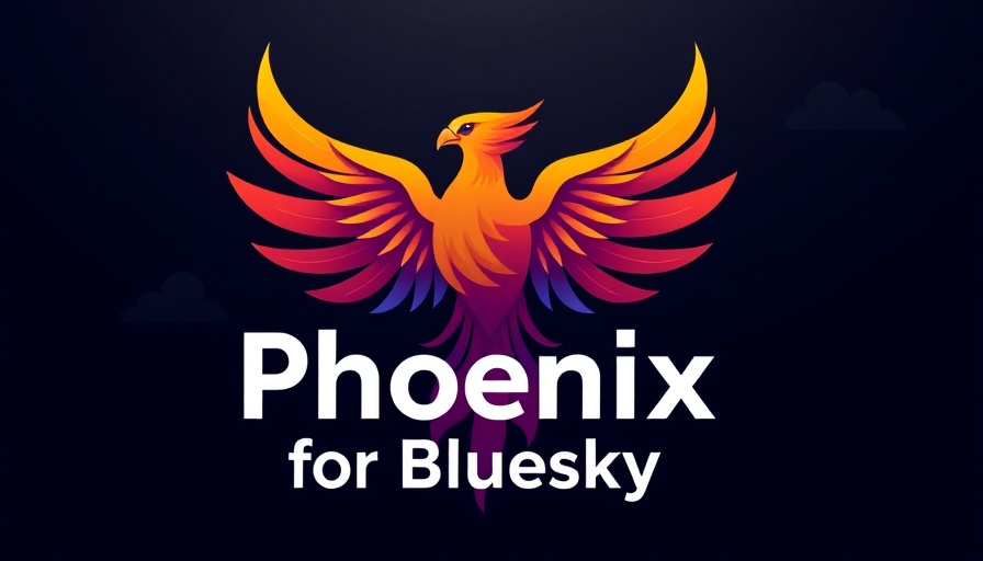 New Bluesky app Phoenix vibrant logo design on dark background.