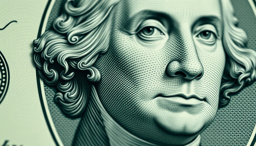 Close-up of George Washington on a $1 bill, green hue.