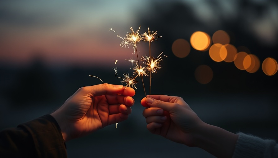 Hands holding sparklers in a celebration of life idea setting.